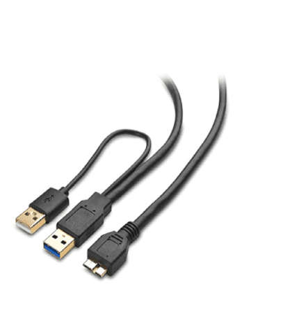 Micro USB 3.0 to USB Splitter Cable (USB Y-Cable / USB Y Cable) Hard Drive Cable - 1.2 Meter