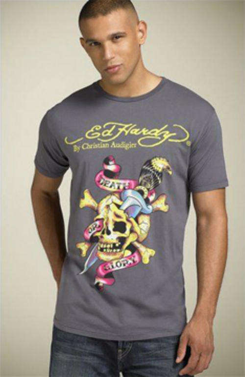 ED HARDY Death Or Glory Men's T-Shirt Top Size M-XXL