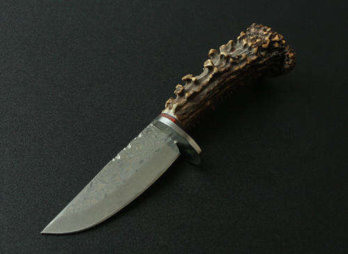 Hand Made, Damascus Blade, Deer Horn Handle