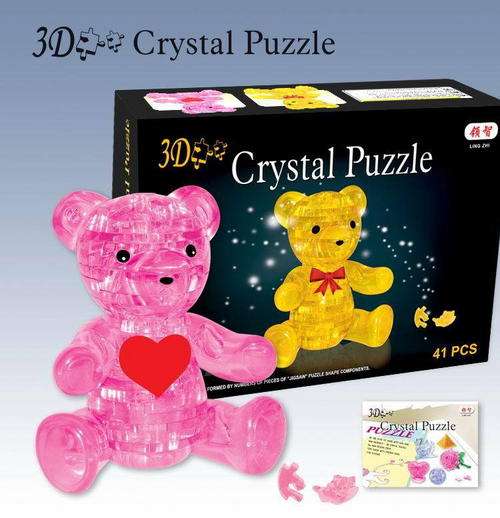 3D Crystal Puzzle -- Bear (Yellow, Pink)