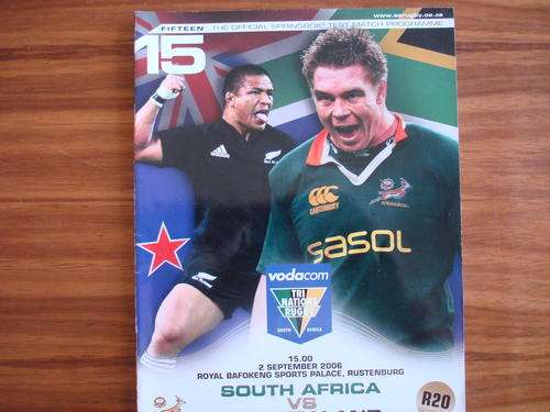 Match programme: South Africa vs New Zealand 2006