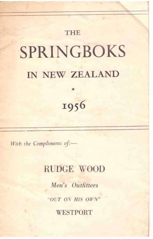 "The Springboks in New Zealand 1956" Pre-tour brochure 16 pp
