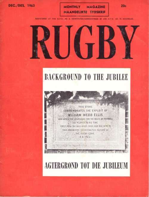 "Rugby" December 1963 Magazine published by the South African Rugby Board. c36 pp