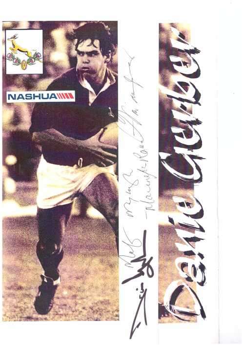 Menu. Tribute to Danie Gerber  2004. SIGNED: GERBER, FRIK DU PREEZ, MOF MYBURGH, MANNETJIES ROUX