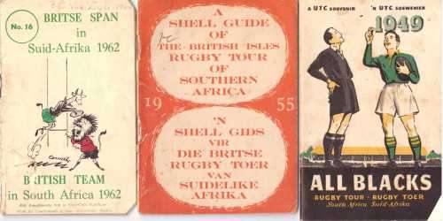 3 X Rugby pocket size souvenir brochures. 1949 All Blacks; 1955 & 1962 British Lions