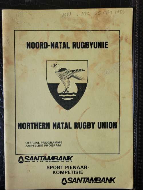 Rugby programme. Northern Natal vs North Eastern Cape 25 May 1985 Soiling to front cover