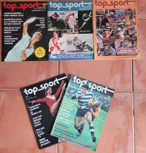 38 numbers of the SA Sports magazine Topsport April 1975-April 1979. For missing numbers see below