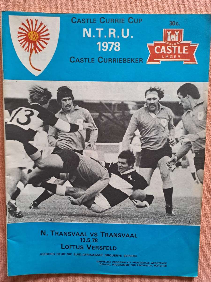 Rugby programme. Northern Transvaal vs Transvaal 13 May 1978 Currie Cup