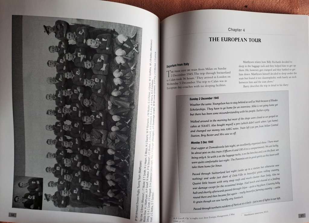 Rugby Book `Khaki Clad Springboks` Matches played by SA Armoured Div 1943-46 s/c 152pp As new