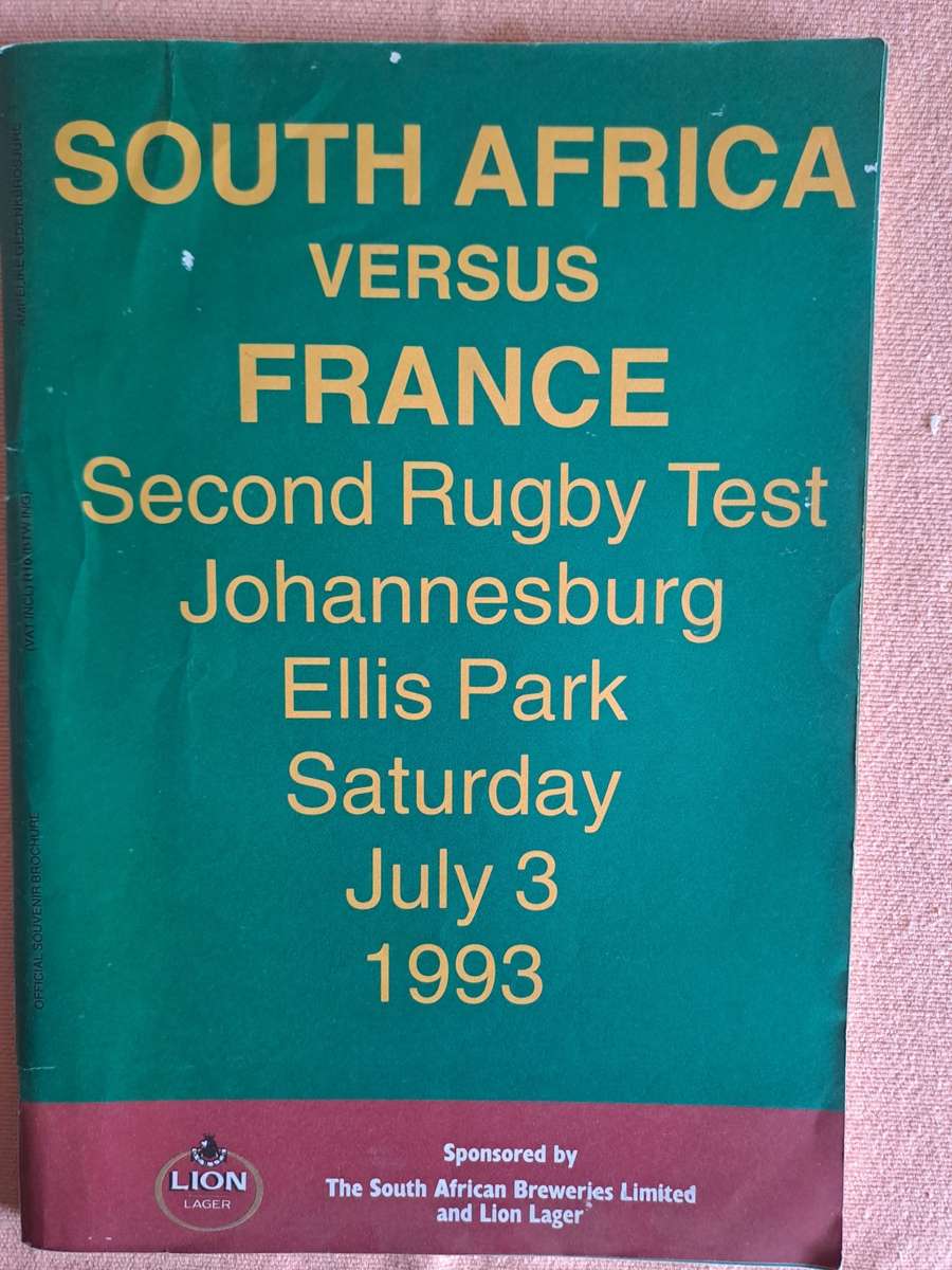 Rugby programme South Africa vs France 3 July 1993 Ellis Park