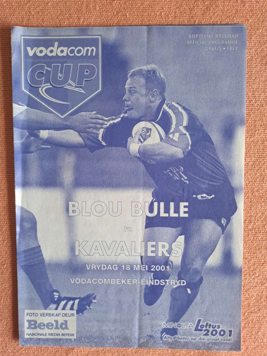Rugby programme. Blue Bulls v Boland Cavaliers Vodacom Cup Final 18 May 2001