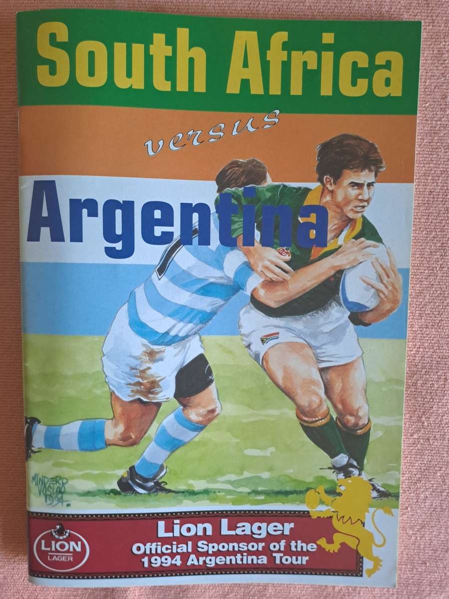 Rugby programme South Africa v Argentina 15 October 1994 Ellis Park