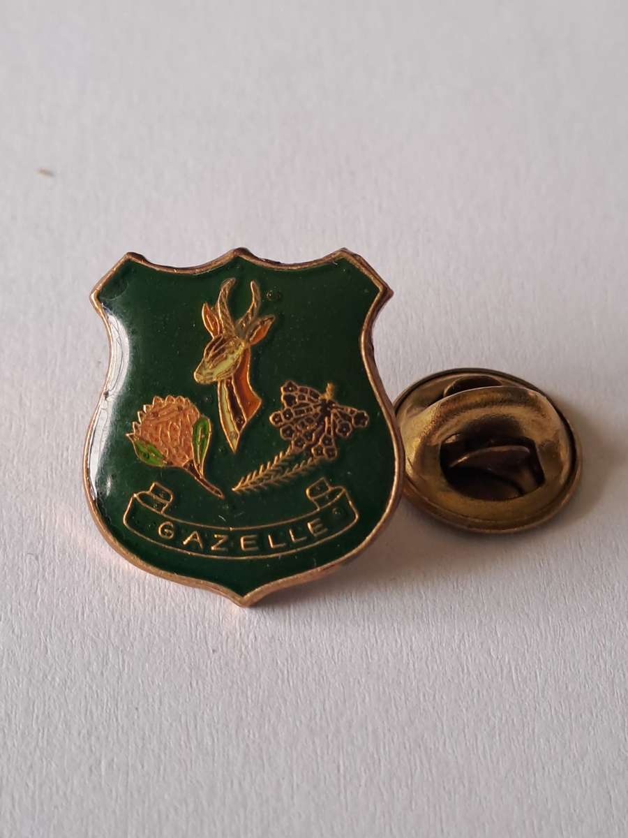 Rugby pin badge with butterfly. South African Gazelles -- official players` issue