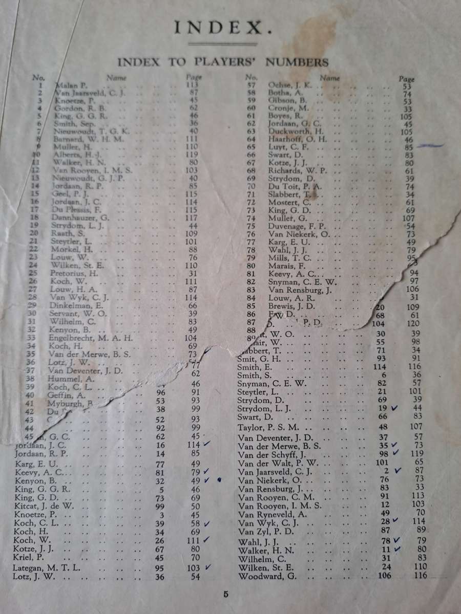 Souvenir rugby programme: 1949 Springbok Trials Loftus Versfeld 124 pp Signed Tjol LateganSee below.
