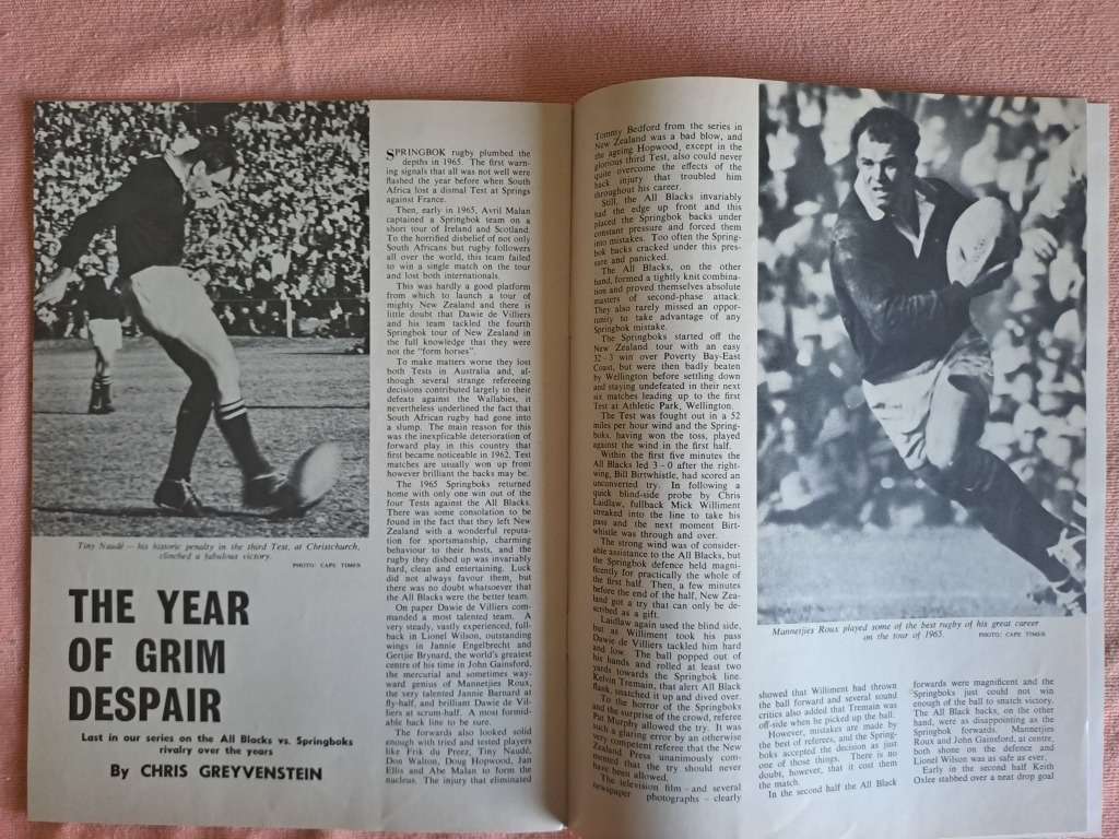 Rugby brochure. All Blacks to SA 1970 pre-tour 32 pages