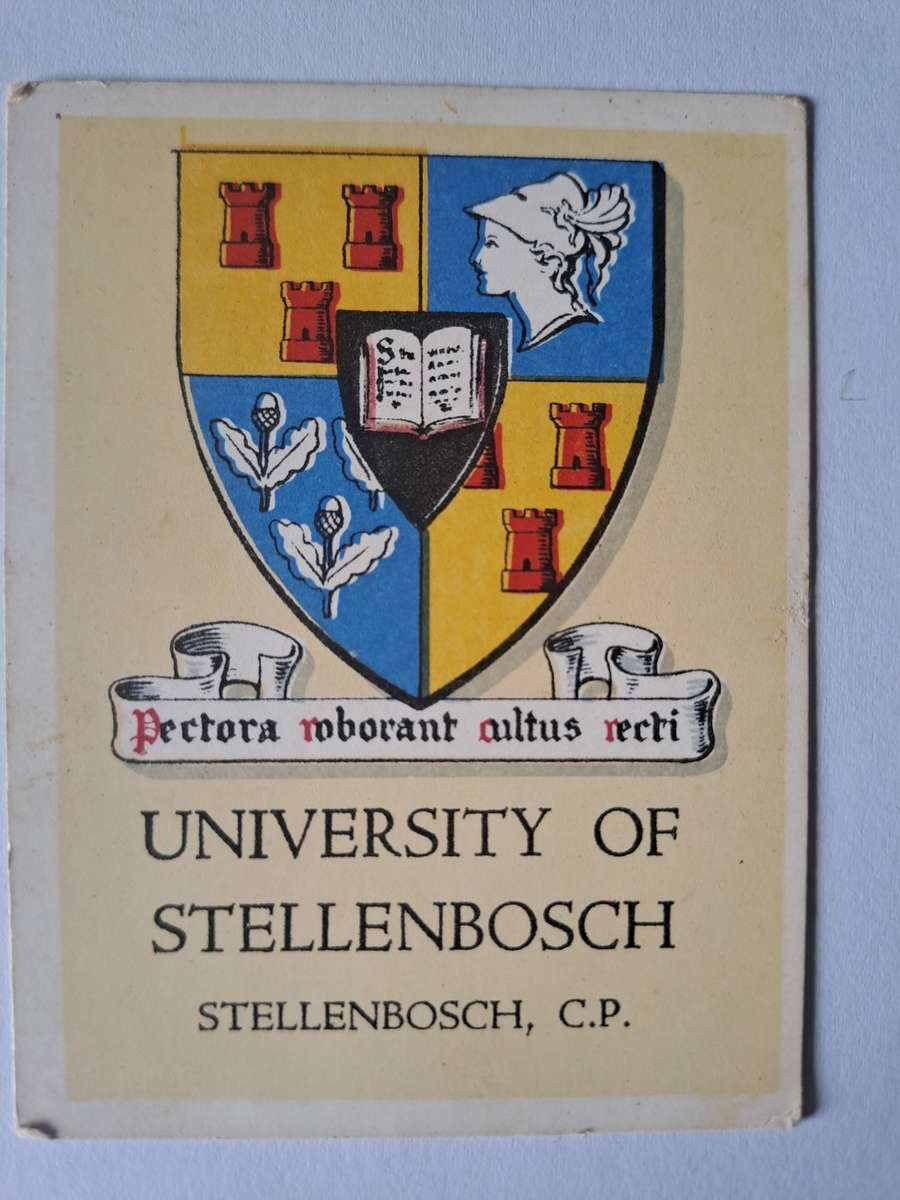 Cigarette card - Arms & crests of Southern African universities & schools- No 8 Univ of Stellenbosch