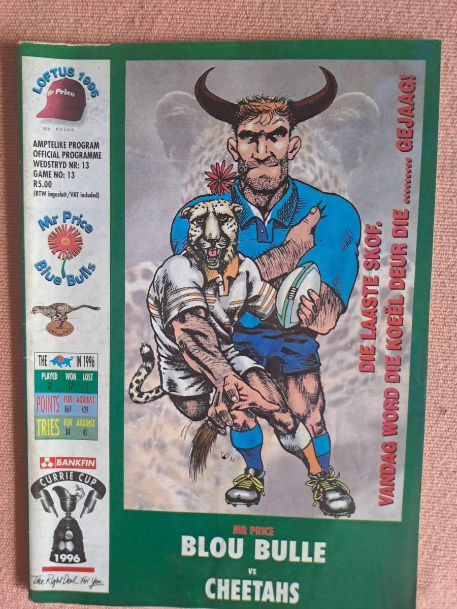 Rugby programme -- Blue Bulls v Cheetahs 14 Sept 1996