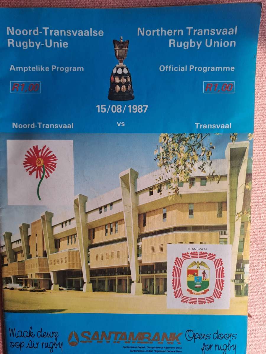 Rugby programme - Northern Transvaal v Transvaal 15 Aug 1987