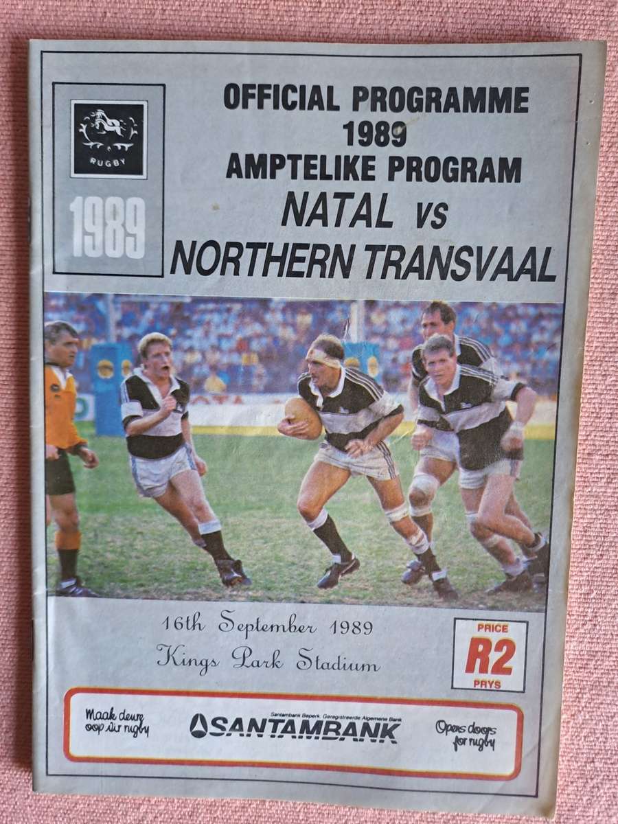 Rugby programme - Natal v Northern Transvaal 16 September 1989