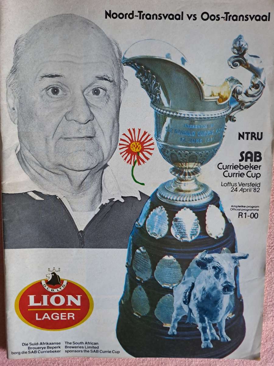 Rugby programme - Northern Transvaal v Eastern Transvaal 24 April 1982. Shock victory for ETvl 18-16