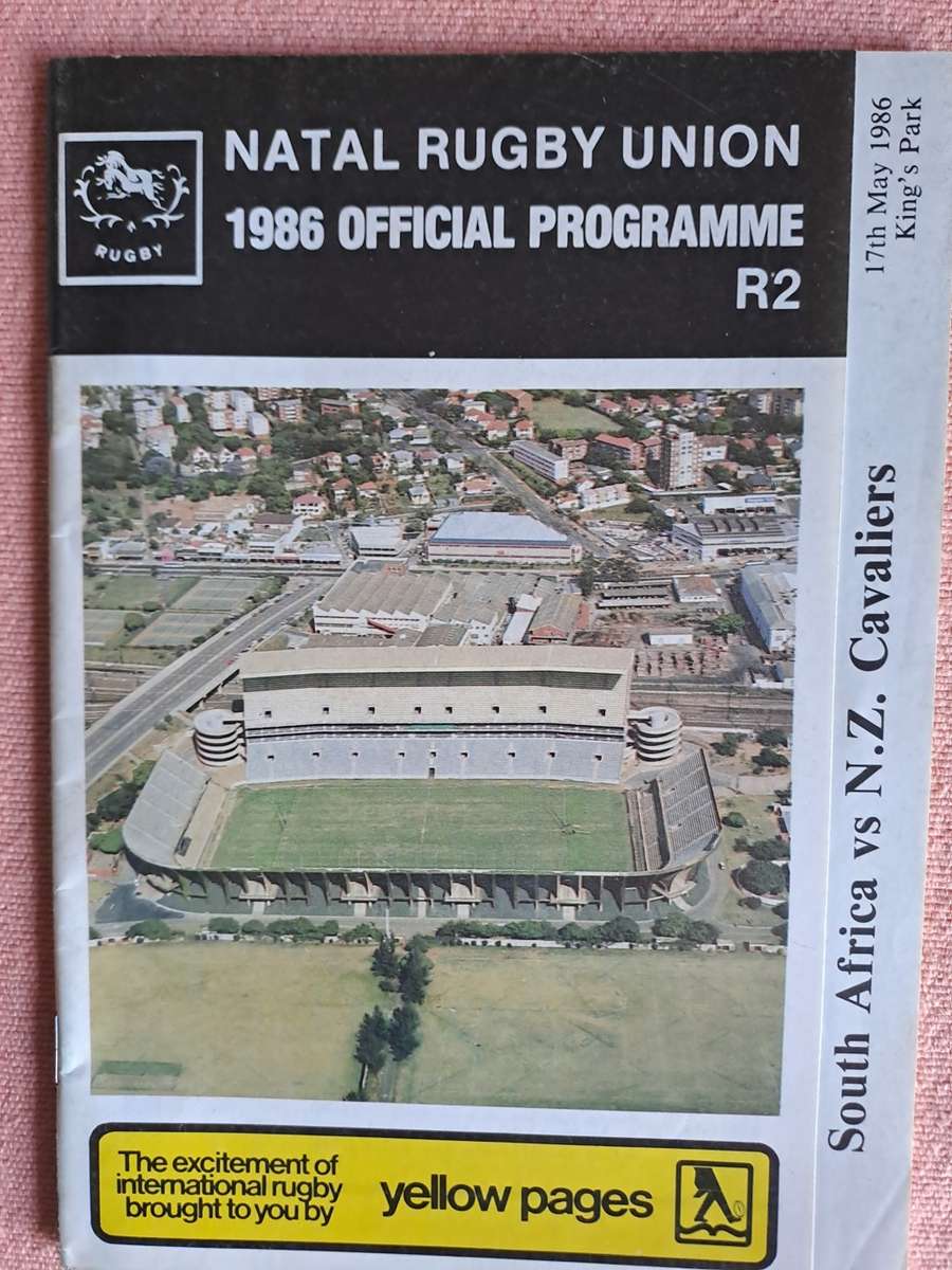 Rugby programme - South Africa v New Zealand Cavaliers 17 May 1986 King`s Park