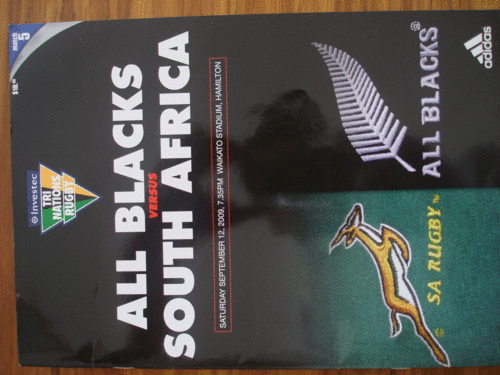 Match Programme. All Blacks vs South Africa 14 July 2007