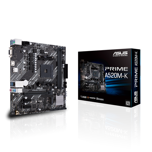 AUS A520M-K MOTHERBOARD RYZEN AM4 MATX (DEMO - LIKE NEW) - Ryzen 5000 Series Compatible