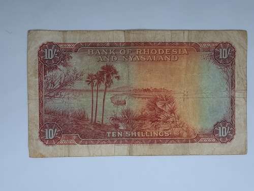 BANK OF RHODESIA AND NYASALAND 10 SHILLING 3RD JULY 1959 BANK NOTE