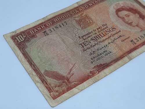 BANK OF RHODESIA AND NYASALAND 10 SHILLING 3RD JULY 1959 BANK NOTE