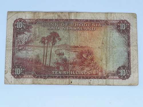 BANK OF RHODESIA AND NYASALAND 10 SHILLING 25TH JANUARY 1961 BANK NOTE