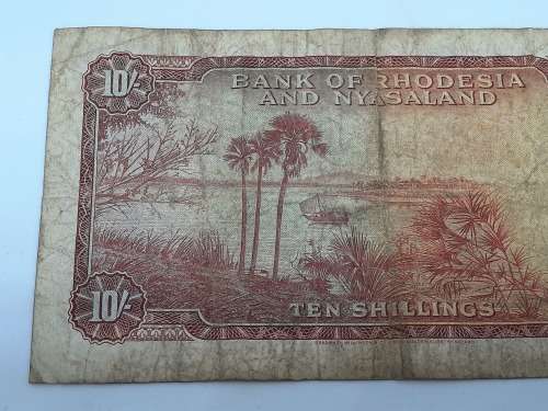 BANK OF RHODESIA AND NYASALAND 22ND APRIL 1960 10 SHILLING BANK NOTE