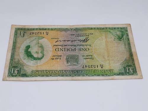 BANK OF RHODESIA AND NYASALAND 25TH JANUARY 1961 ONE POUND BANKNOTE