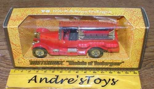 Matchbox Models of Yesteryear ~ 1973 ~ Y-6 1920 Rolls Royce Fire Engine ~ Rare ~ England
