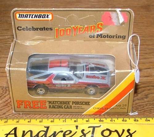 1984 Matchbox ~ Gold W/B ~ Celebrates 100Years of Motoring MB28 Chrysler Daytona ~ Boxed