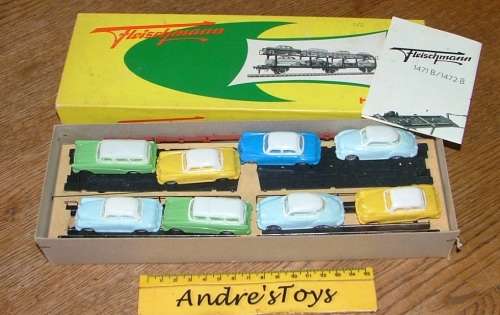 Model Trains 1472B. Fleischmann Ho. Car Carrier ~ RARE VINTAGE KIT -NR MINT /BOXED