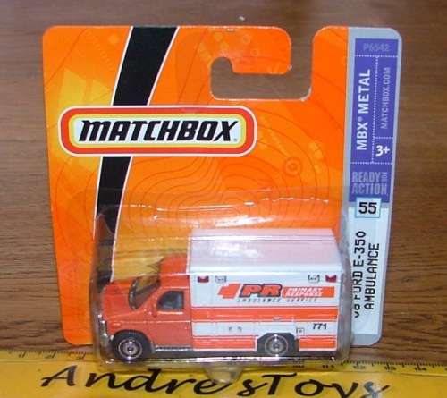2008  Matchbox ~ No55 08 Ford E-350 Ambulance ~ Mint on Short card