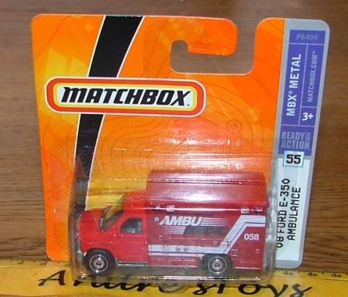 2008  Matchbox ~ No55 08 Ford E-350 Ambulance ~ Mint on Short card