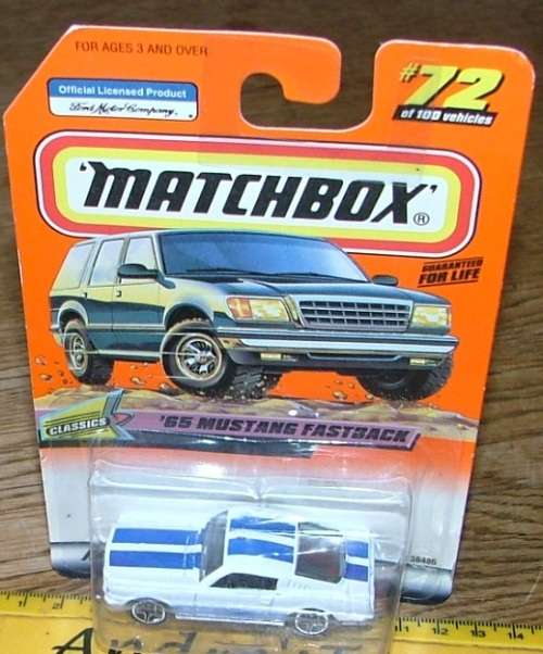 1998 Matchbox ~ #72 '65 Mustang Fastback ~ Mint on Long card