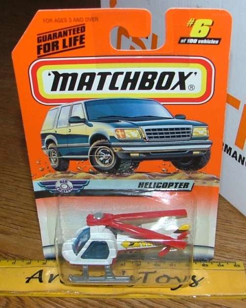 1998 Matchbox ~ No6 Helicopter ~ Mint on Long card
