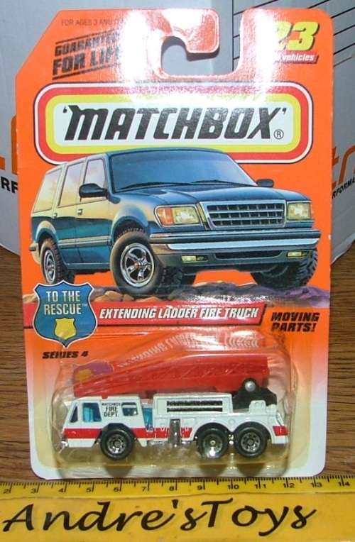 1997 Matchbox ~ No23 Extending Ladder Fire Truck ~ Mint on Long card