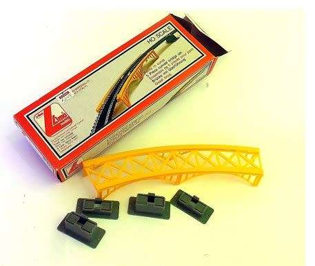 Vintage Lima 5 piece curved bridge set 600055, HO scale in original box