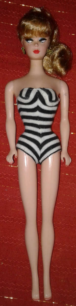 Mattel Barbie - Blonde Vintage  Barbie 1960's - Black and White Striped Costume