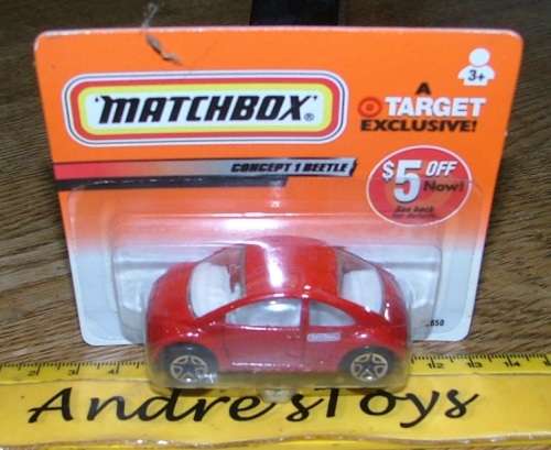2000 Matchbox ~ Target Exclusive  ~ Concept 1 Beetle ~ Rare ~ Mint on short card