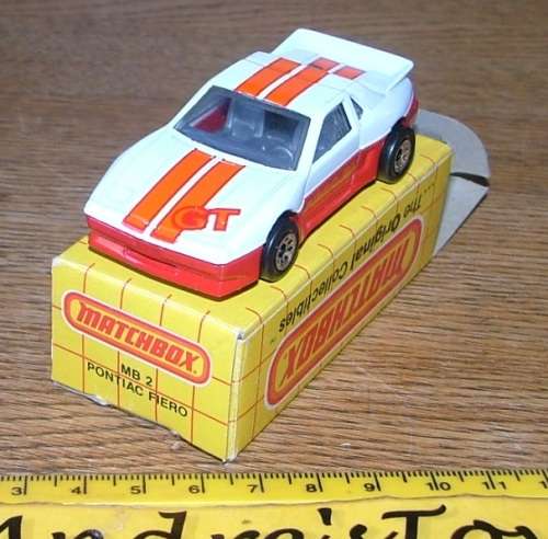 1983  Matchbox MB2 Pontiac Fiero ~  With a Red Grid type Original Box
