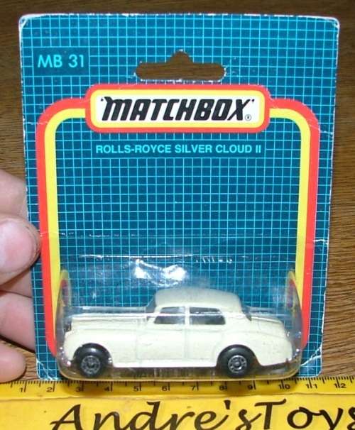 1987 Matchbox ~ MB31 Rolls-Royce Silver Cloud II ~ Mint on short card