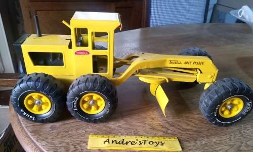 TONKA ~ (70's) VINTAGE 24" TURBO-DIESEL PRESSED STEEL ROAD GRADER VEHICLE