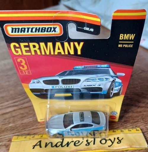2021 Matchbox Germany ~3/12 2019 BMW M5 Police ~ Mint on Long card