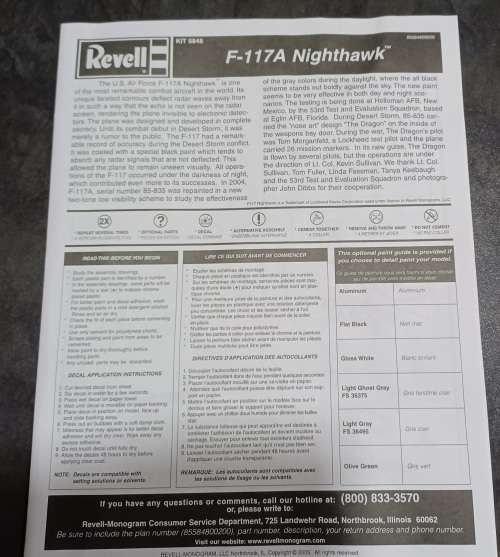 Revell ~ kit 5848 ~  F-117A Nighthawk - No Box but like new