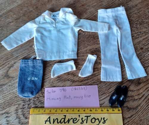 Vintage Mattel Ken Orig. Sailor  Summer White UNIFORM #796 1963/65