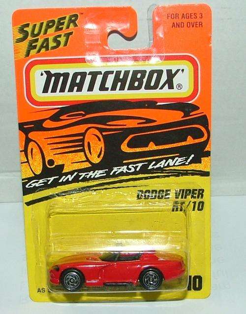 Matchbox ~ 1995 - No10 DODGE VIPER TR/10 ~  Mint on Long card